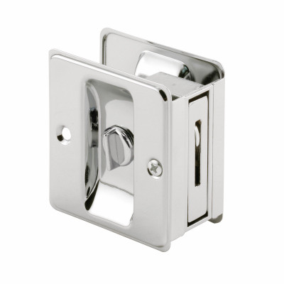 Pocket Door Lock & Pull, Polished Chrome