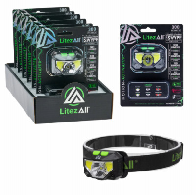 LitezAll  SWYPE  Rechargeable Motion Activated LED Headlamp Multifunction (6 pieces)