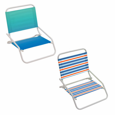 1 Position Beach Sand Chair, Lightweight Steel Frame, Assorted Colors (8 pieces)