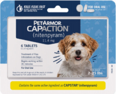 CapAction Fast-Acting Oral Flea Treatment for Small Dogs, 6 Doses, 11.4 mg