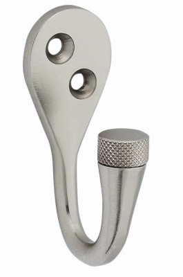 Powell Knurled Wall Hook, Satin Nickel