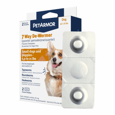7 Way De-Wormer for Puppies and Small Dogs, 6-25-Lbs., 2 Tablets