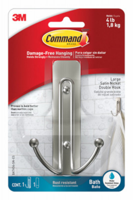 Double Bath Hook, Satin Nickel, Large