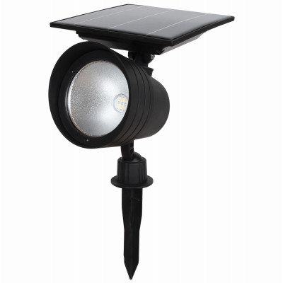 Adjustable Solar Spotlight, Black Plastic, 100-300 Lumens