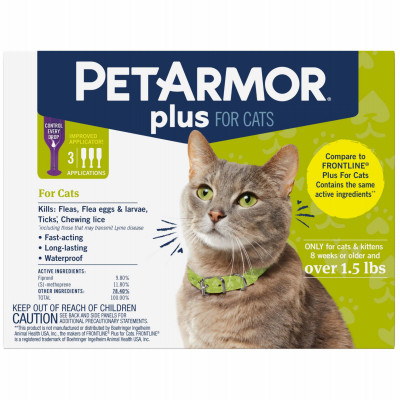 Flea and Tick Protection, For Cats 1.5-Lbs. or More, 3 Applications