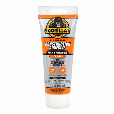 Gorilla Max Clear Construction Adhesive 7-Oz. Tube