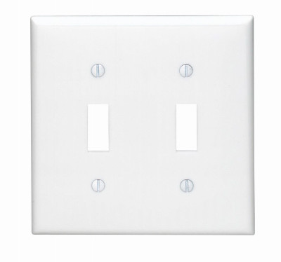 WHT 2-TOGGLE WALL PLATE