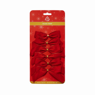 Red Velvet Bows, 2-Loop, 3-1/2-In., 6-Pk.