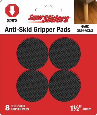Super Sliders 1-1/2 In.  Anti-Skid Round Black Furniture Pad (8-Piece)