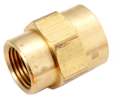 Red Brass Threaded Coupling, Lead Free, 1/4 x 1/8 In.