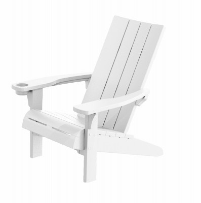 Keter Modern Adirondack Chair, Cup Holder, White Resin