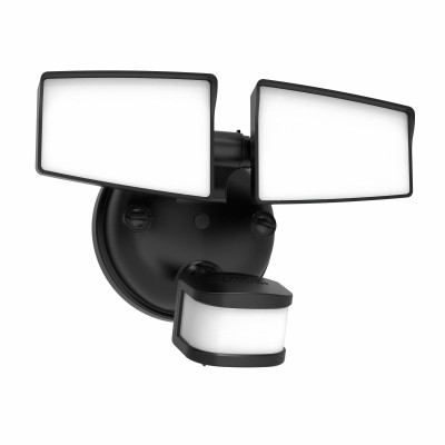 LED motion flood light in Matte Black with selectable lumen and color temperature