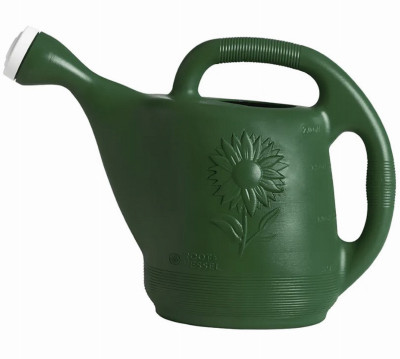 Watering Can, Classic Green Plastic, 2 Gallons