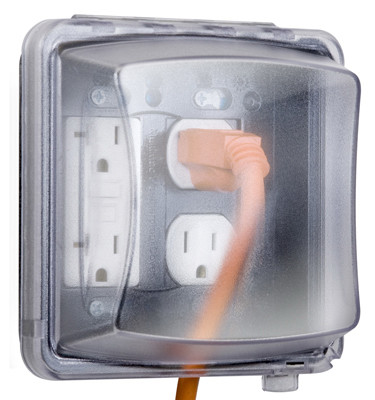 Outlet Cover, 2 Gang, Vertical, Clear Polycarbonate