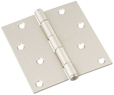 Door Hinge, Interior, Square-Edge, Satin Nickel, 4 In.