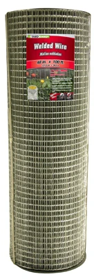Galvanized Welded Wire Fence, 1 x 1-In. Mesh, 14-Ga., 48-In. x 100-Ft.