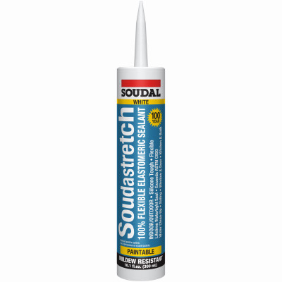 SoudaStretch Elastomeric All-Purpose Silicone Caulk, White, 10.1 oz.