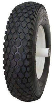 Wheelbarrow Tire & Wheel Assembly, Stud Tread, 4-Ply, 4.10/3.50-4 In.