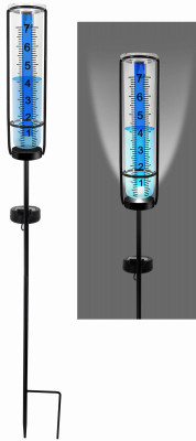 Solar Lighted Rain Gauge, Staked