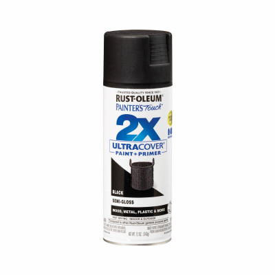 Painter's Touch 2X Spray Paint, Semi-Gloss Black, 12-oz.