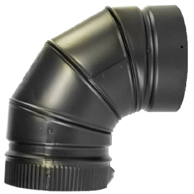 DSP Double Wall Stove Pipe, 6-Inch, 90 degree Elbow Matte Black Finish
