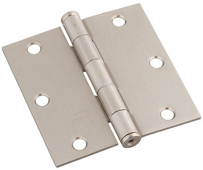 Door Hinge, Interior, Square-Edge, Satin Nickel, 3-1/2 In.