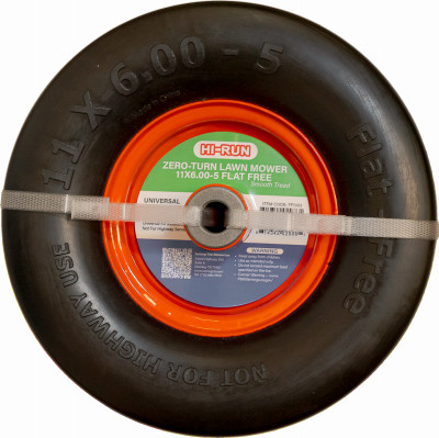 11x6.00-5 ZT Flat Free Zero-Turn Lawn Mower Tire Assembly, Smooth Tread