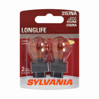 3157A Long Life Miniature Amber Bulb, 3157NALL BP2, 2-Pk.