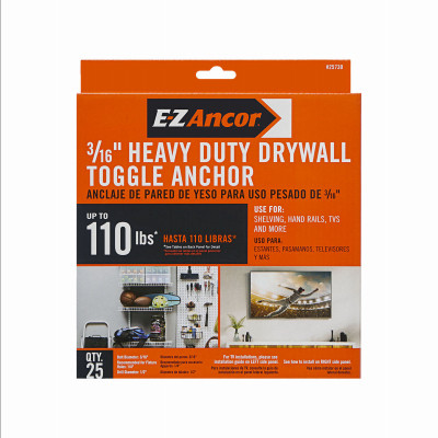 EZ ANCOR HEAVY DUTY DRYWALL PULL TOGGLE ANCHOR 3/16 25PK