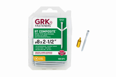 GRK White RT Composite #8 x 2-1/2" Screws 100-Ct.