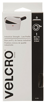 Industrial Strength Fastening Tape, Low Profile, Black, 3 Ft. x 1 In.