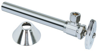 Chrome Angle Sweat Stop Valve, 5/8 x 3/8-In.  With 5" Sweat Extension
