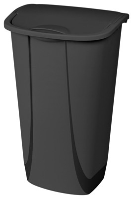 LiftTop Wastebasket, Black, 11.3 Gallons (6 pieces)