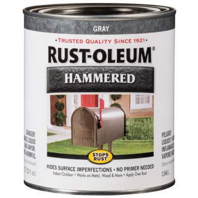 Rust Preventative Hammered Finish Paint, Gray, Interior/Exterior, 1-Qt.