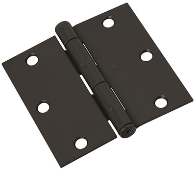 Door Hinge, Interior, Square-Edge, Oil-Rubbed Bronze, 3-1/2 In., 3-Pk.