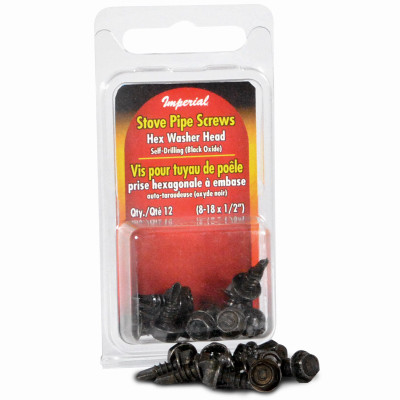 Stove Pipe Screws, Black Oxidized, Hex Head, Self-Tapping, 8-18 x 1/2 In., 12-Ct.
