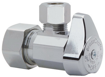 Chrome Angle Stop Valve, 5/8 x 3/8 In.