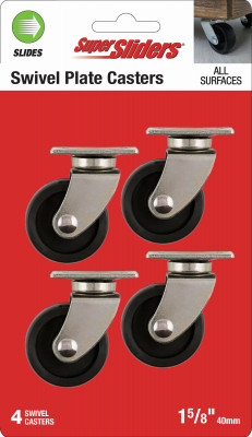 Super Sliders 1-5/8 In. Black Swivel Plate Caster (4-Pack)