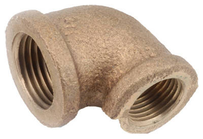 Red Brass Threaded Reducing Elbow, 90-Degree, Lead Free, 1/2 x 3/8 In.