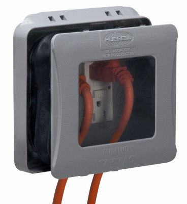 Outlet Cover, 2 Gang, Expandable, Gray