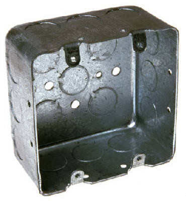 2 Gang Electrical Box, Drawn Corners, 2-1/8 x 4 In. Square
