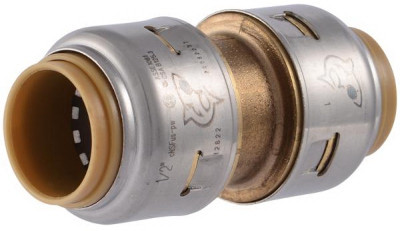Push-Fit Pipe Coupling, Lead Free, 3/4 x 3/4 In.