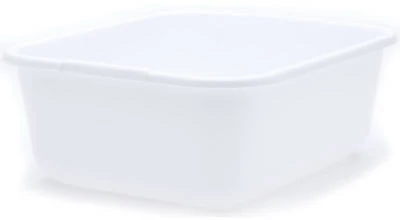 Dish Pan, Rectangular, White Plastic, 11-1/2 Qt.