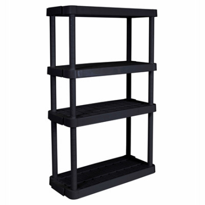 4-Shelf Shelving Unit, Black Plastic,  31 x 16 in. x 56 in.