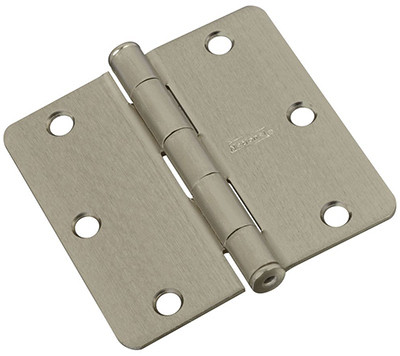Door Hinge, Interior, Satin Nickel, 3-1/2 In., 3-Pk.