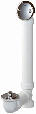 Schedule 40 PVC Bath Drain, Roller Ball Stop, White, 1-1/2 In.