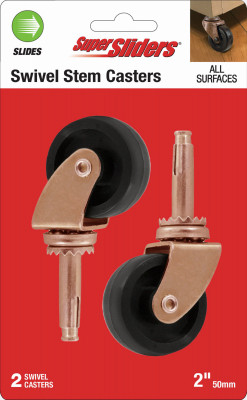 2" Rubber Office Wheel Stem Casters 2 Pack