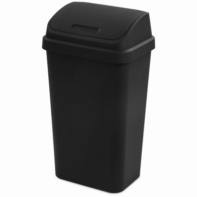 Swing Top Wastebasket, Black, 13-Gallons (4 pieces)