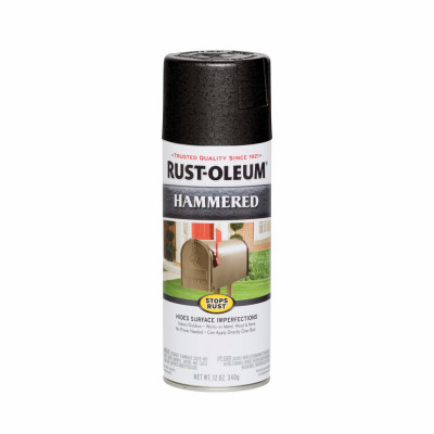 Stops Rust Spray Paint, Black Hammered, 12-oz.