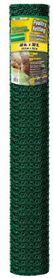 Poultry Netting, Green PVC Coating, 1-In. Mesh, 48-In. x 50-Ft.